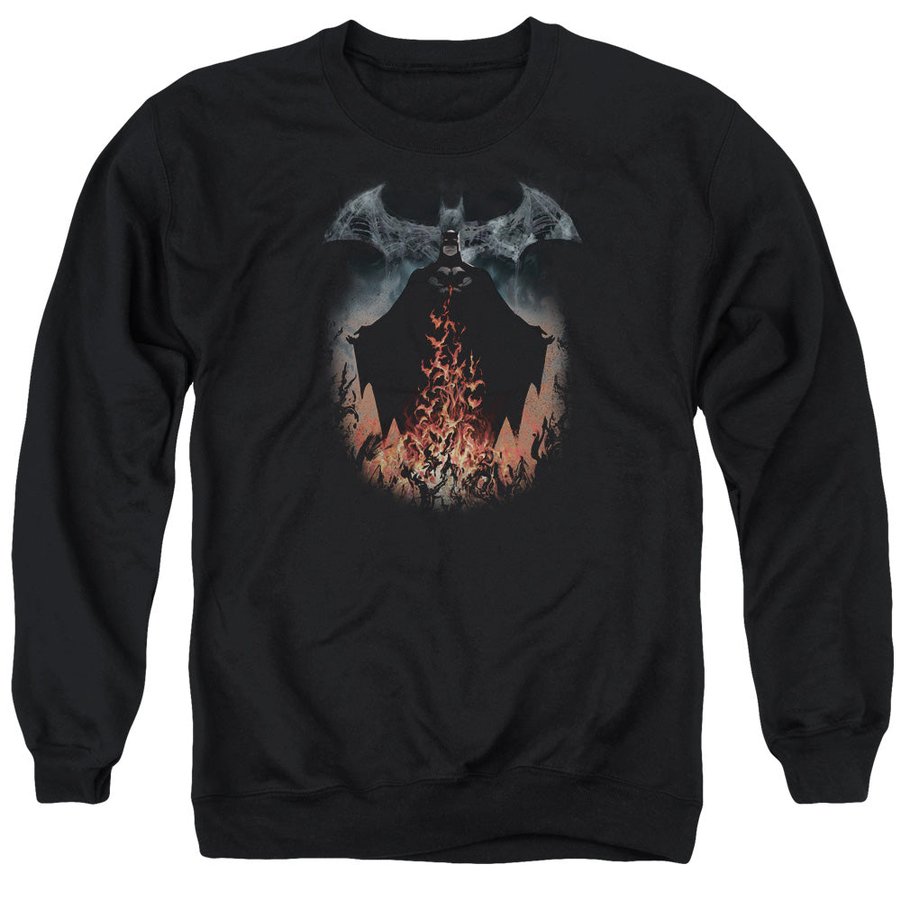Batman Smoke & Fire Mens Crewneck Sweatshirt Black Officially Licensed
