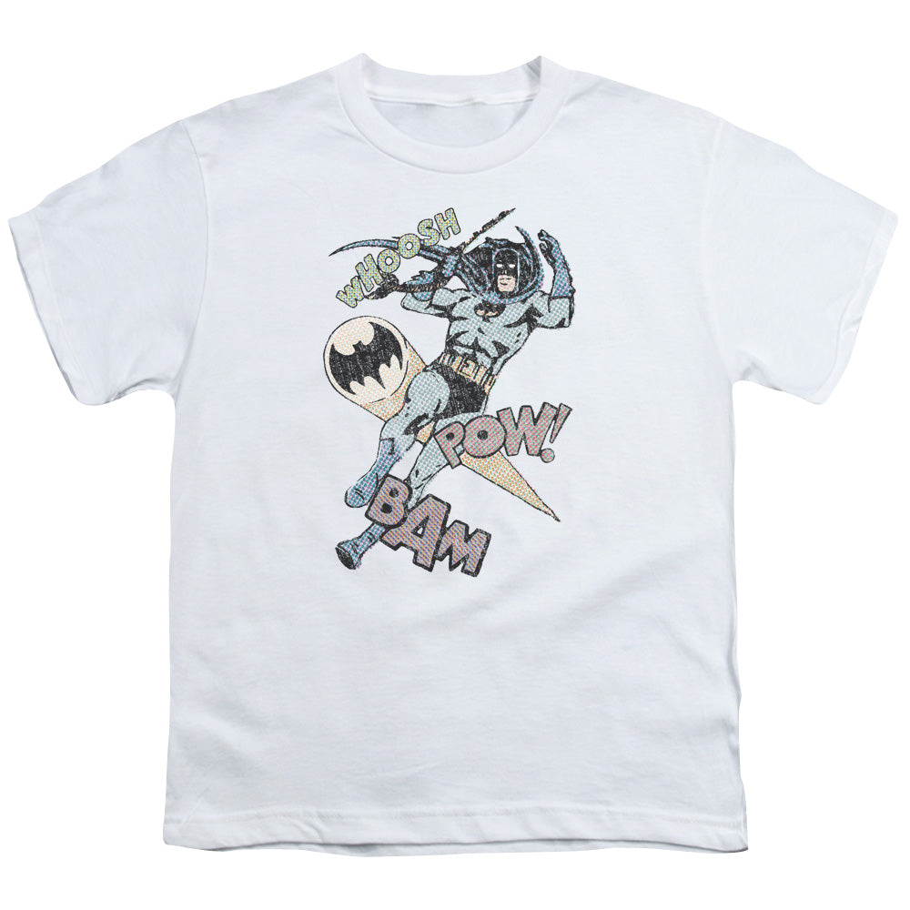 Batman Halftone Swing Kids Youth T Shirt White Officially Licensed