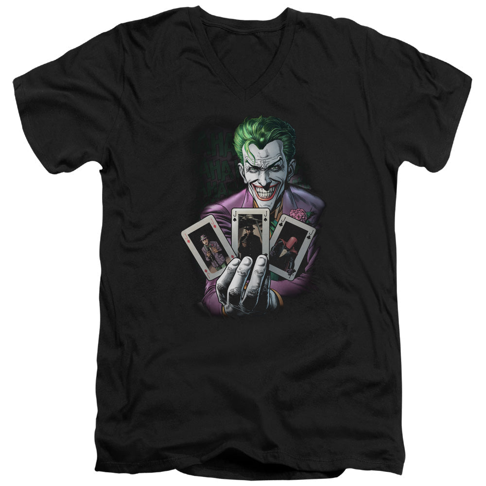 Batman 3 Of A Kind Mens Slim Fit V Neck T Shirt Black Officially Licensed