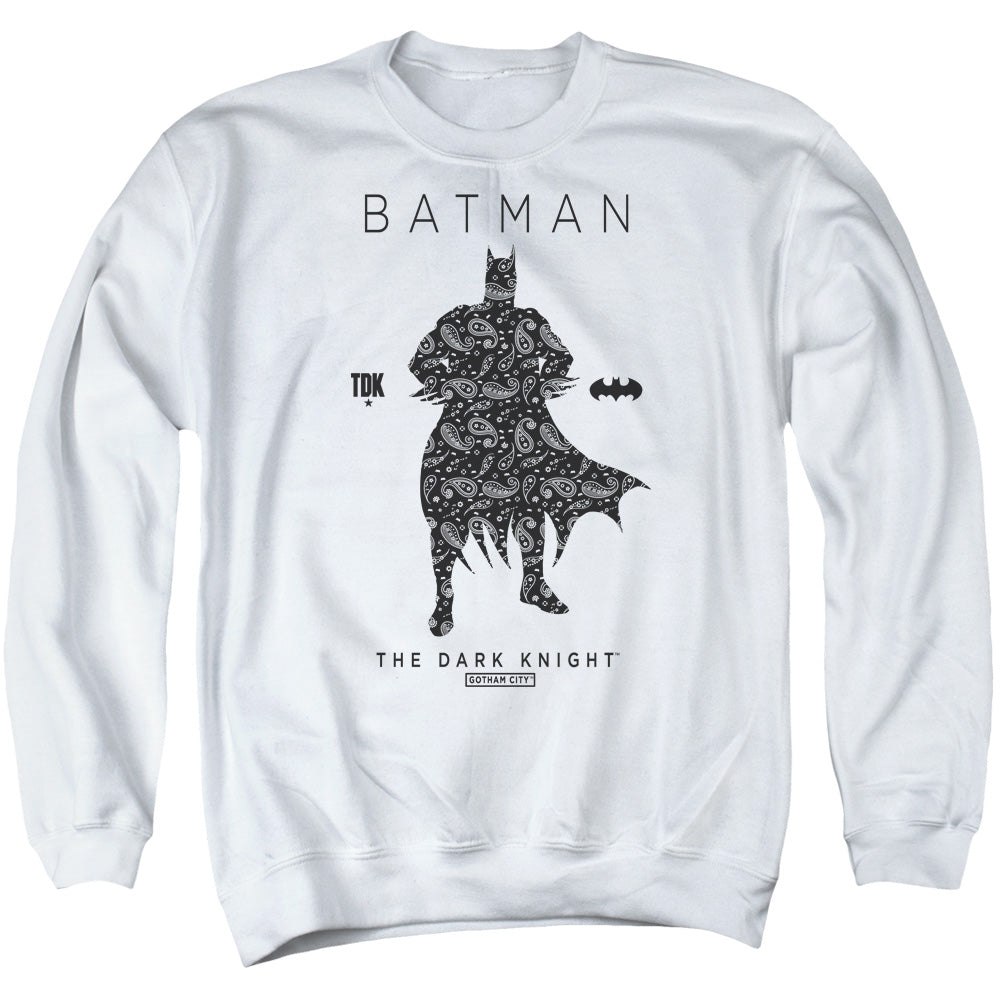 Batman Paislety Silhouete Mens Crewneck Sweatshirt White Officially Licensed
