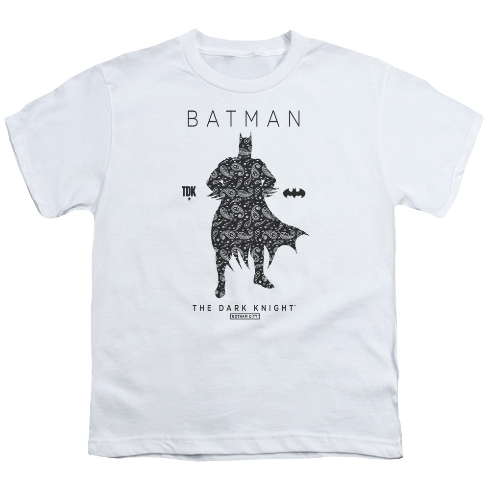 Batman Paislety Silhouete Kids Youth T Shirt White Officially Licensed