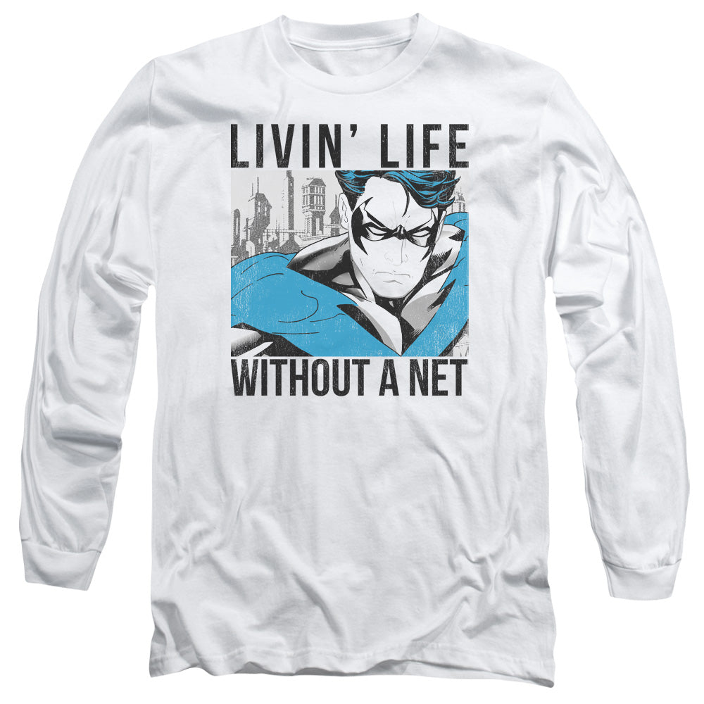 Batman Without A Net Mens Long Sleeve Shirt White Officially Licensed