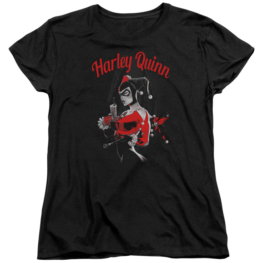 Batman Spring Gun Womens T Shirt Black Officially Licensed