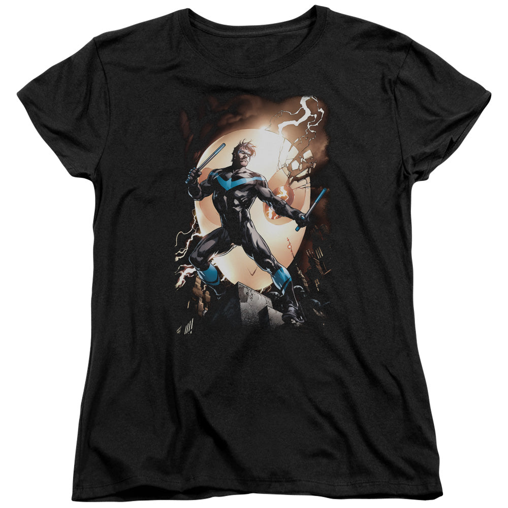 Batman Nightwing Against Owls Womens T Shirt Black Officially Licensed