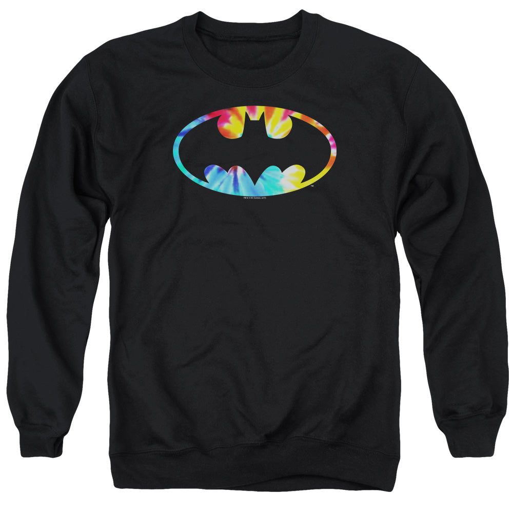 Batman Tie Dye Batman Logo Mens Crewneck Sweatshirt Black