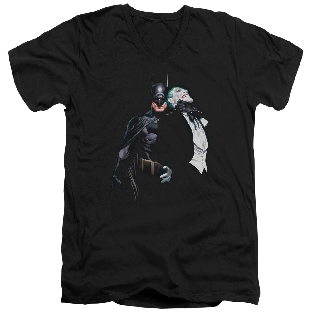 Batman Joker Choke Mens Slim Fit V Neck T Shirt Black Officially Licensed