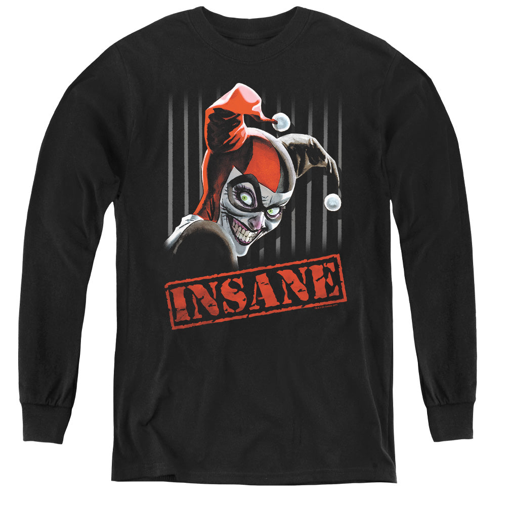 Batman Insane Long Sleeve Kids Youth T Shirt Black Officially Licensed
