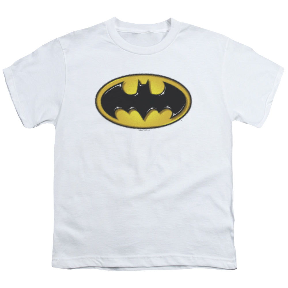 Batman Airbrush Bat Symbol Kids Youth T Shirt White Officially Licensed