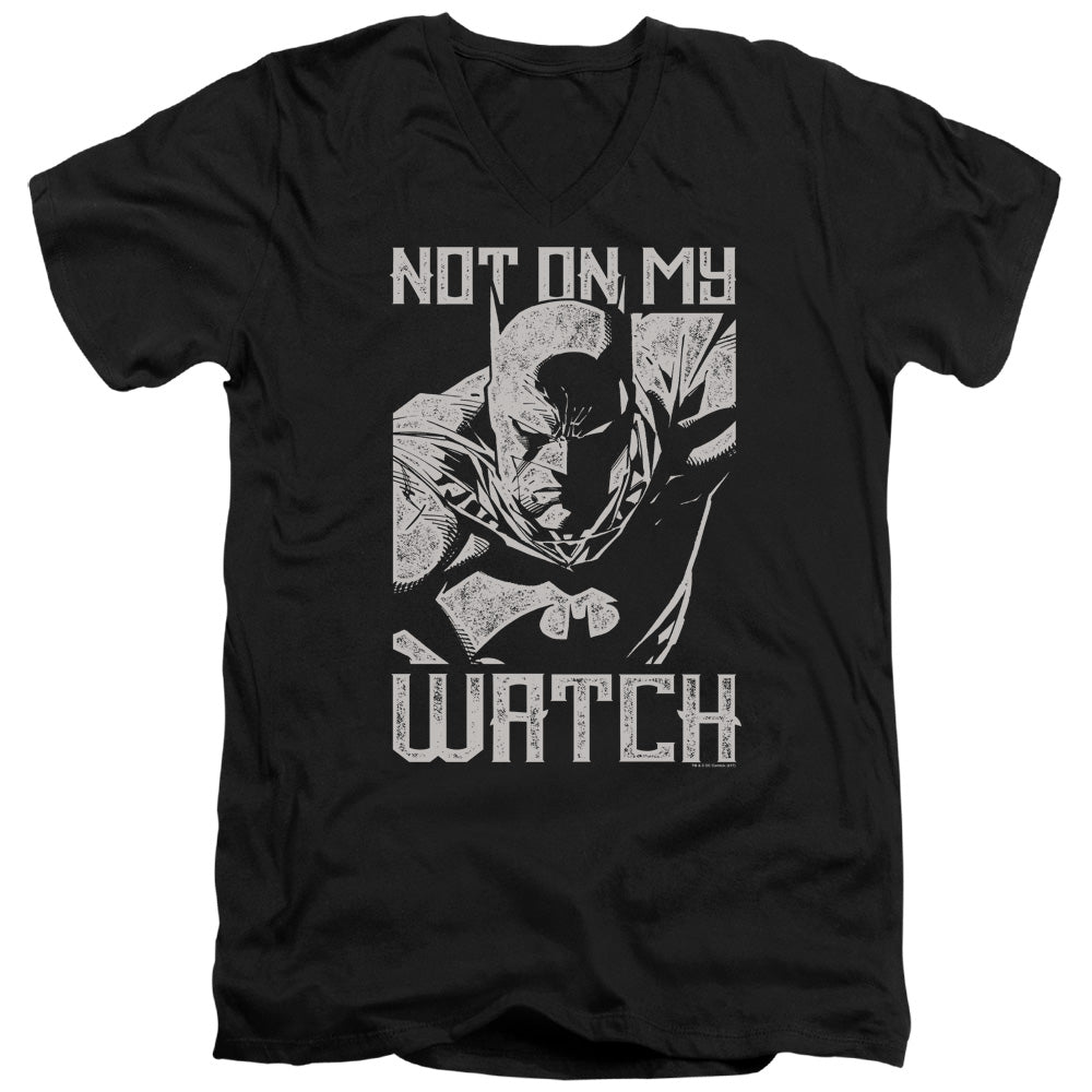Batman Watch Mens Slim Fit V Neck T Shirt Black Officially Licensed
