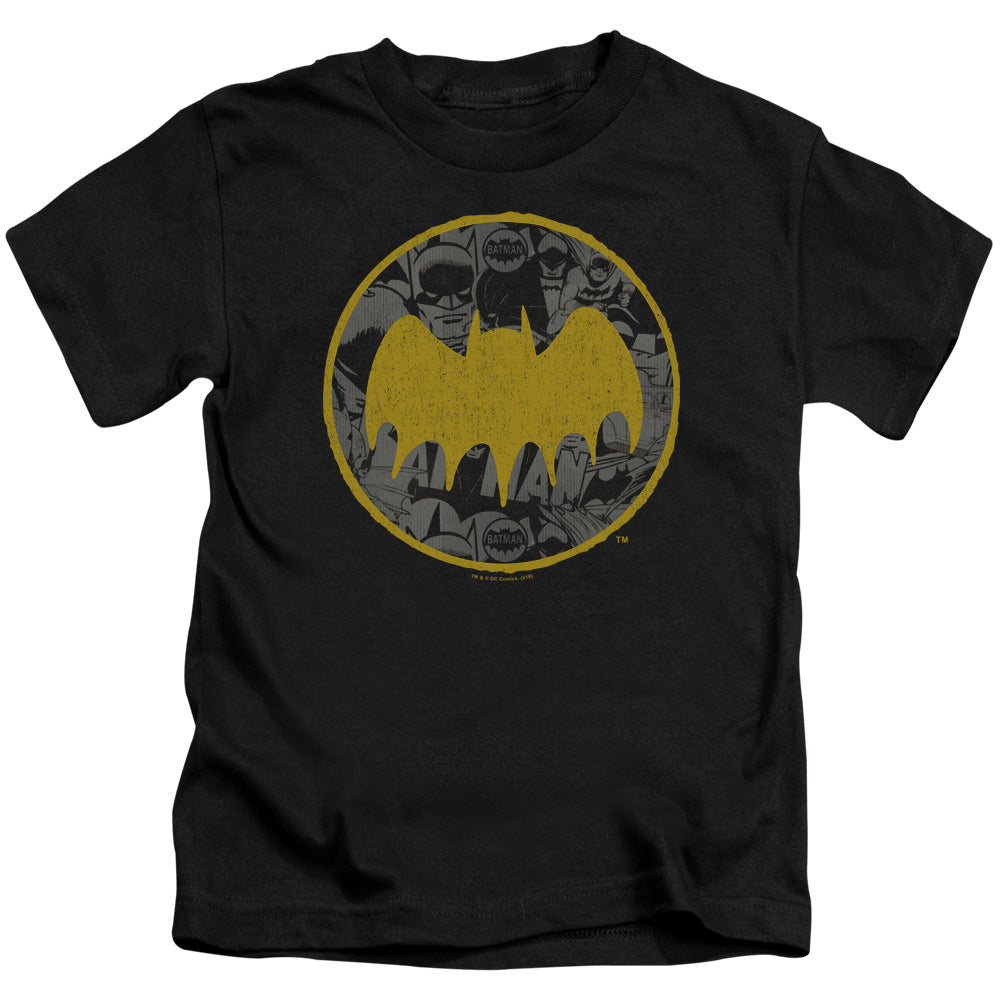 Batman Vintage Symbol Collage Juvenile Kids Youth T Shirt Black Officially Licensed