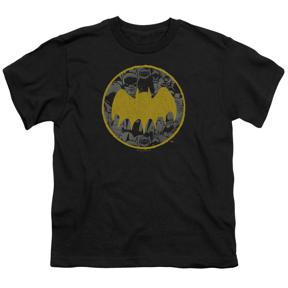 Batman Vintage Symbol Collage Kids Youth T Shirt Black Officially Licensed