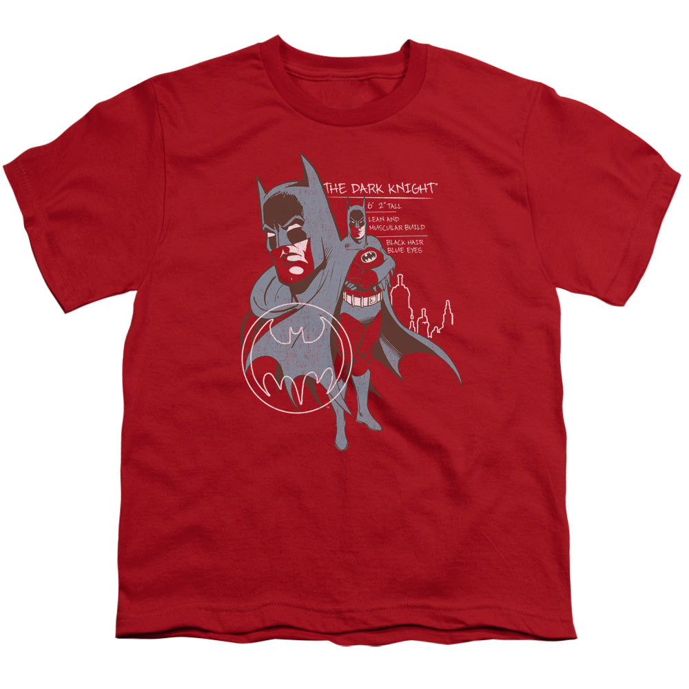 Batman Lean And Muscular Kids Youth T Shirt Red Officially Licensed