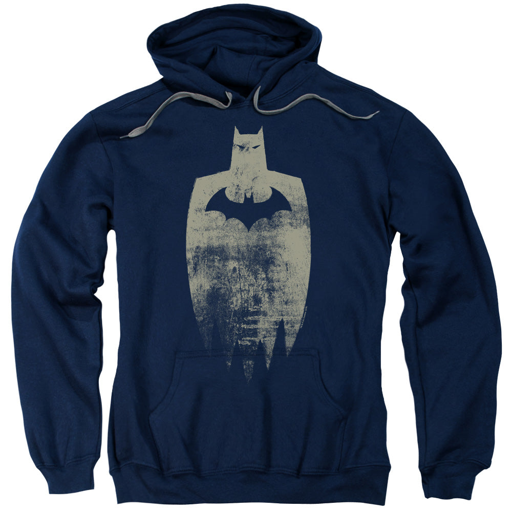 Batman Gold Silhouete Mens Hoodie Navy Blue Officially Licensed