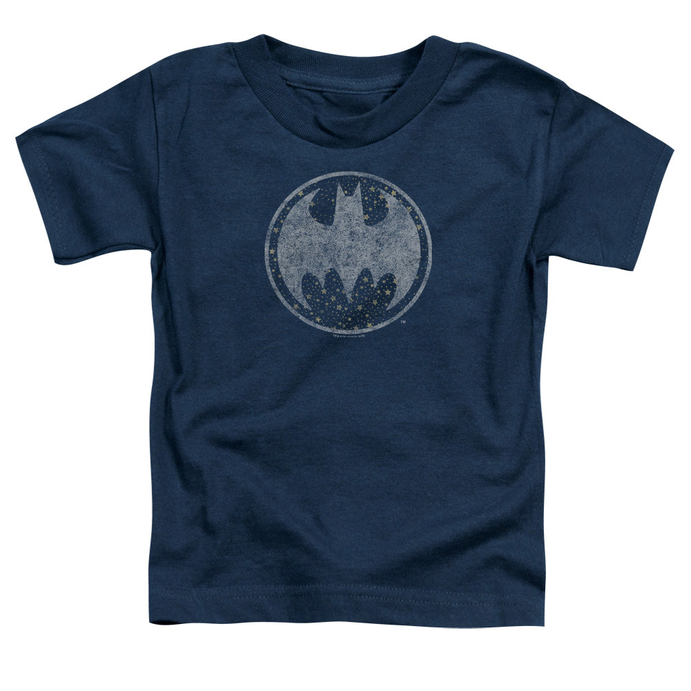 Batman Starry Night Shield Toddler Kids Youth T Shirt Navy Blue Officially Licensed