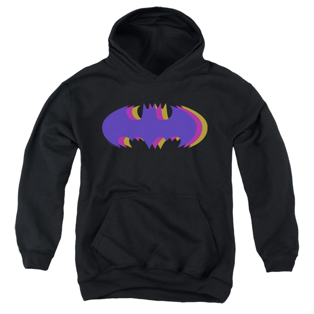 Batman Tri Colored Symbol Kids Youth Hoodie Black Officially Licensed