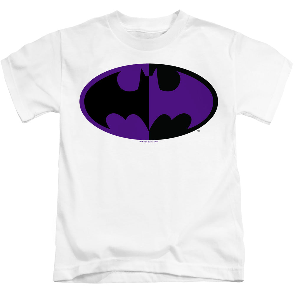 Batman Split Symbol Juvenile Kids Youth T Shirt White Officially Licensed