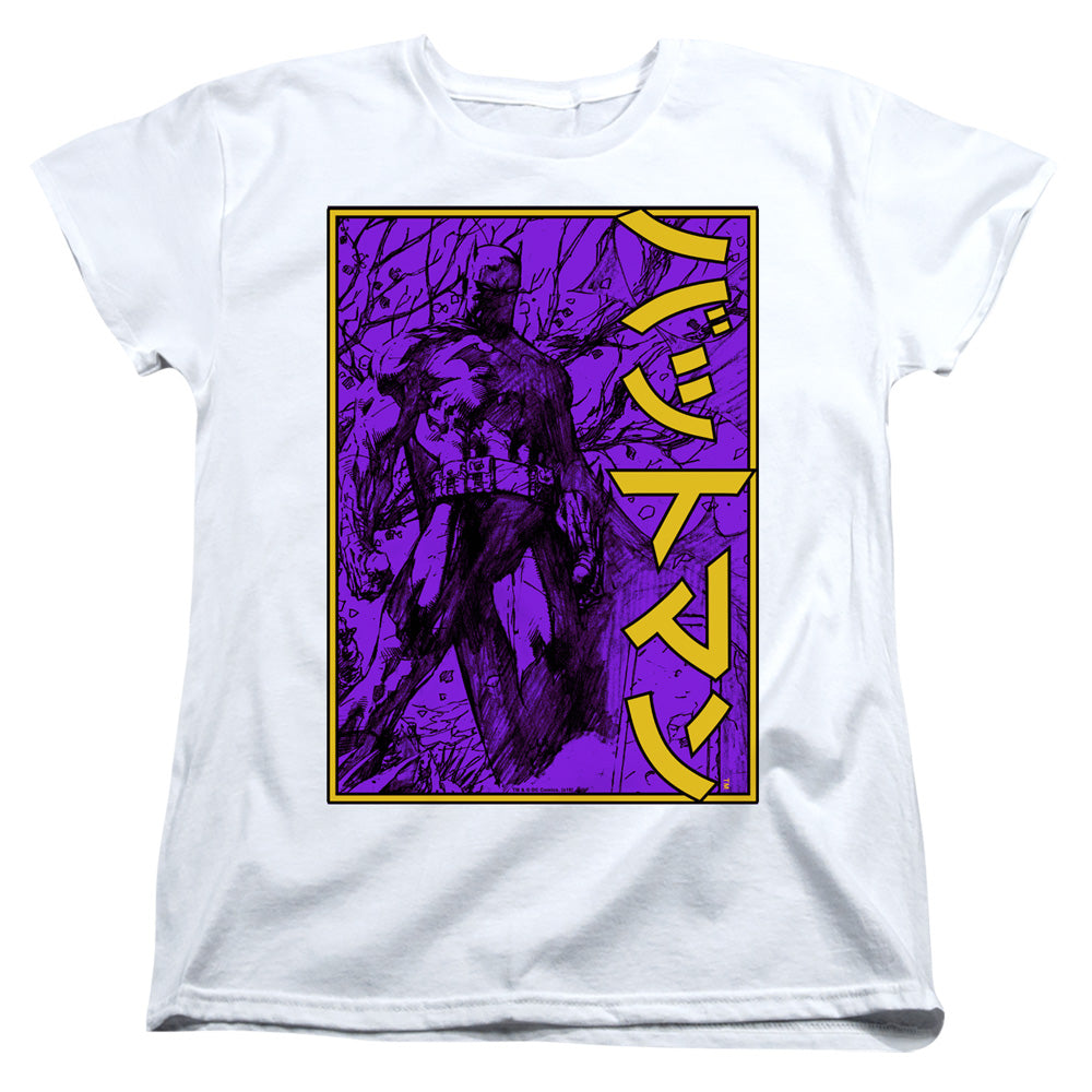 Batman Big Framed Kanji Womens T Shirt White Officially Licensed