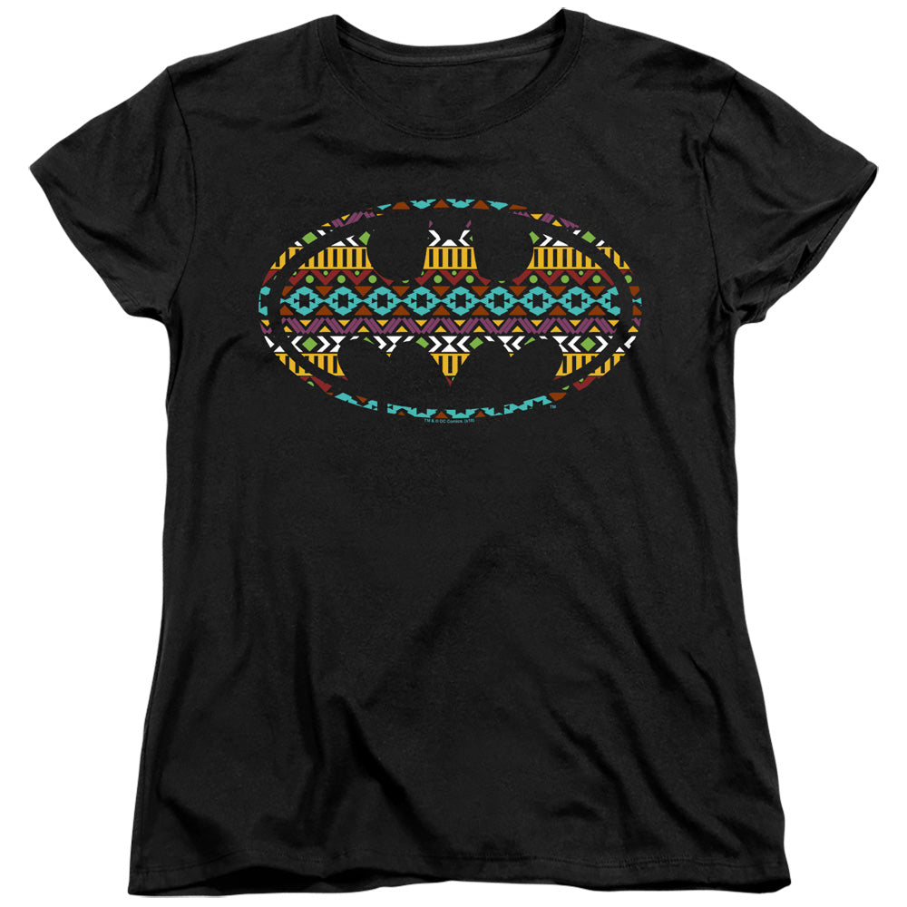 Batman Aztec Fill Womens T Shirt Black Officially Licensed