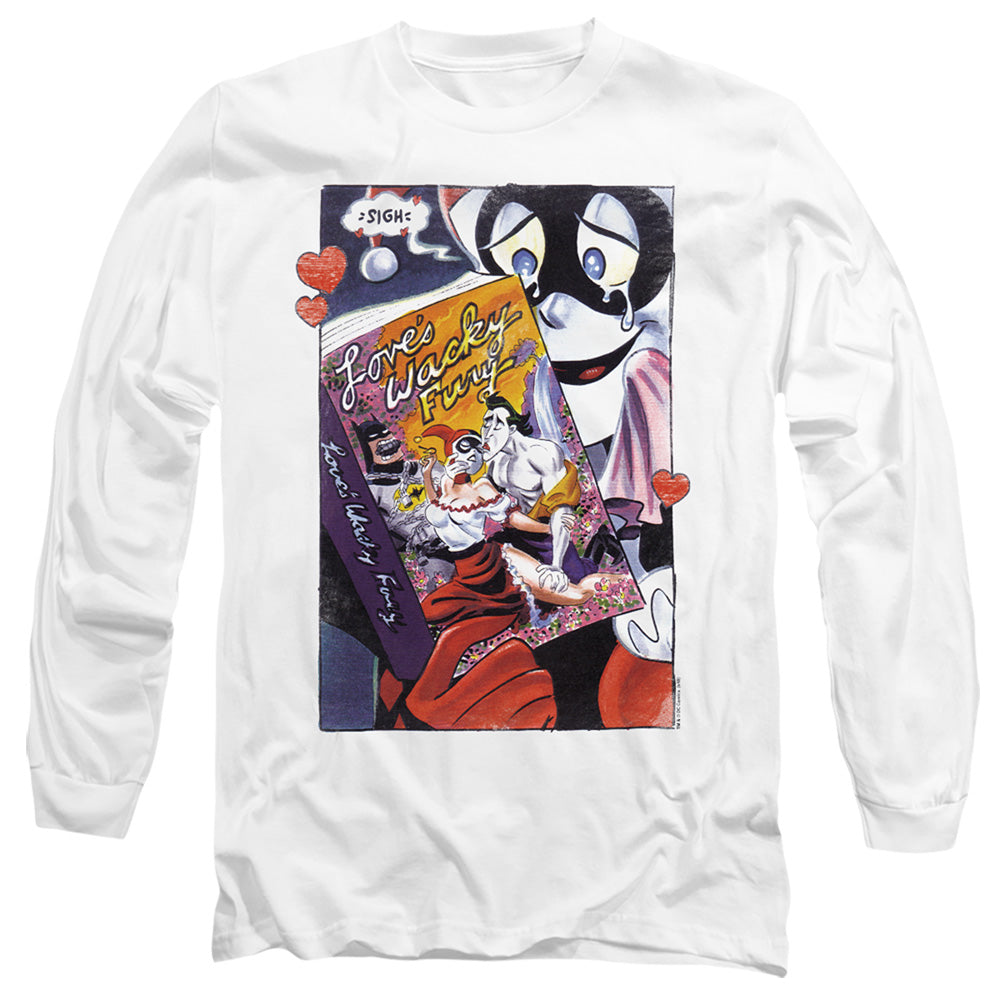 Batman Loves Wacky Fury Mens Long Sleeve Shirt White Officially Licensed