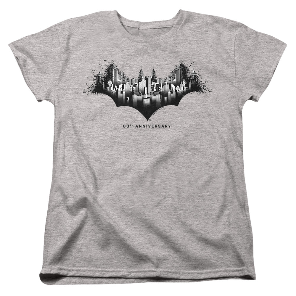Batman Gotham Shield Womens T Shirt Athletic Heather Officially Licensed