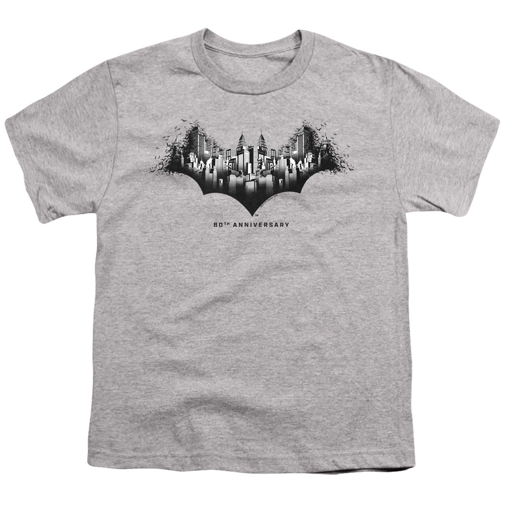 Batman Gotham Shield Kids Youth T Shirt Athletic Heather Officially Licensed