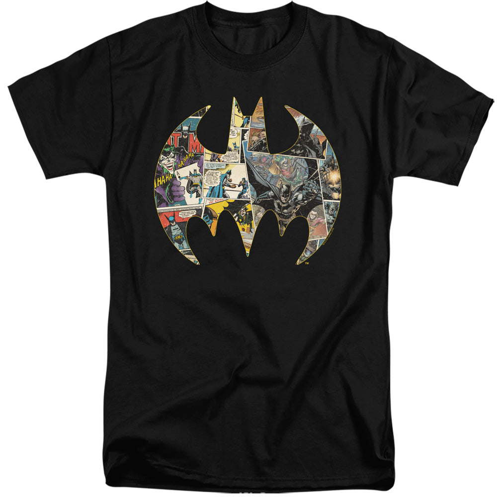 Batman Collage Shield Mens Tall T Shirt Black Officially Licensed