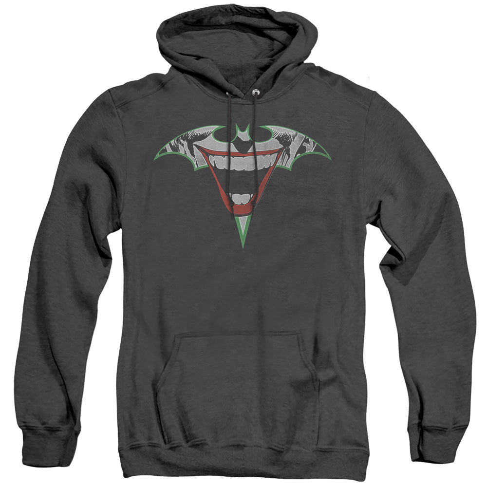 Batman Joker Bat Logo Heather Mens Hoodie Black Officially Licensed
