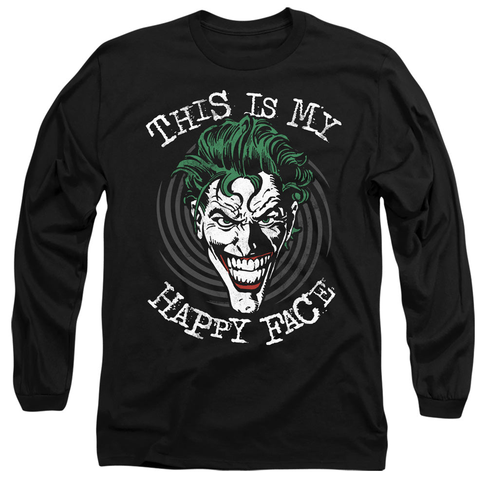 Batman Maniacal Spiral Mens Long Sleeve Shirt Black Officially Licensed
