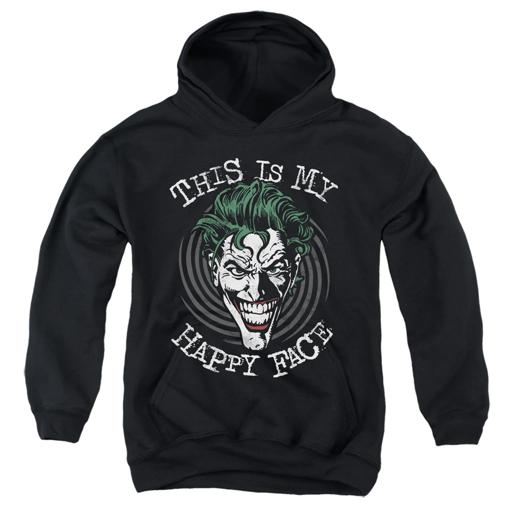 Batman Maniacal Spiral Kids Youth Hoodie Black Officially Licensed