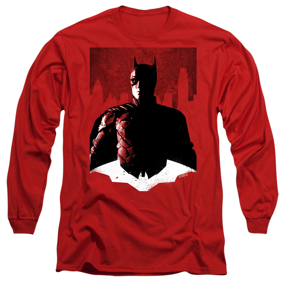 The Batman Noir Batman Mens Long Sleeve Shirt Red Officially Licensed