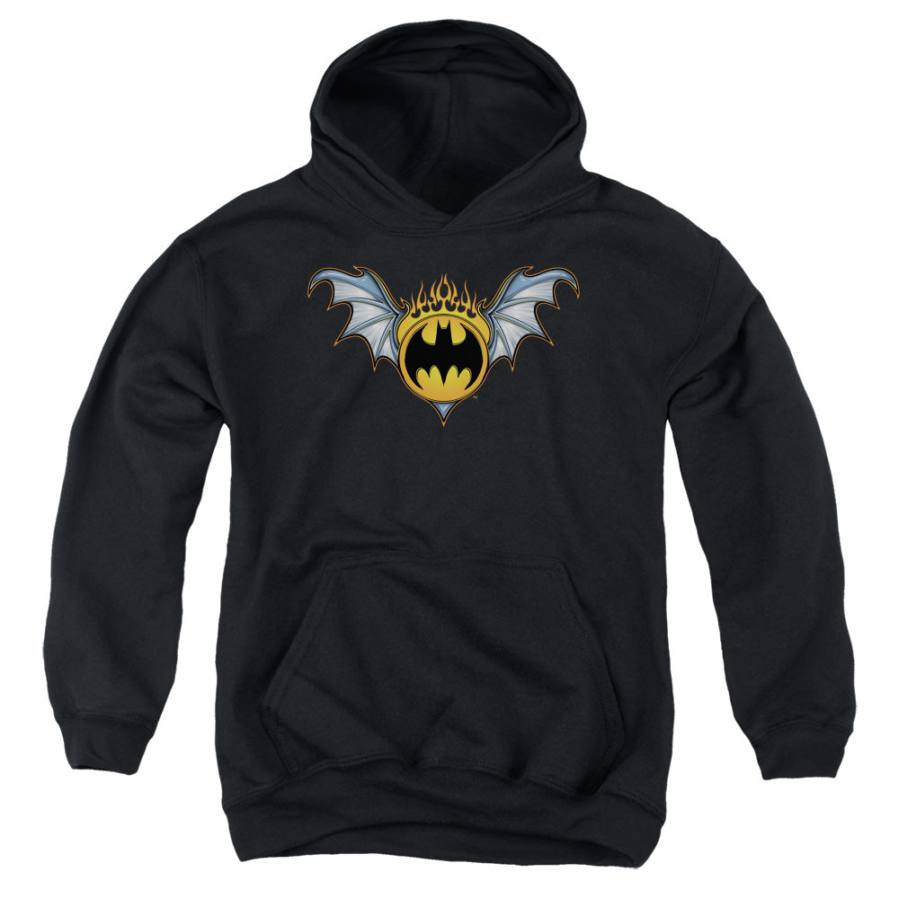 Batman Bat Wings Logo Kids Youth Hoodie Black Officially Licensed