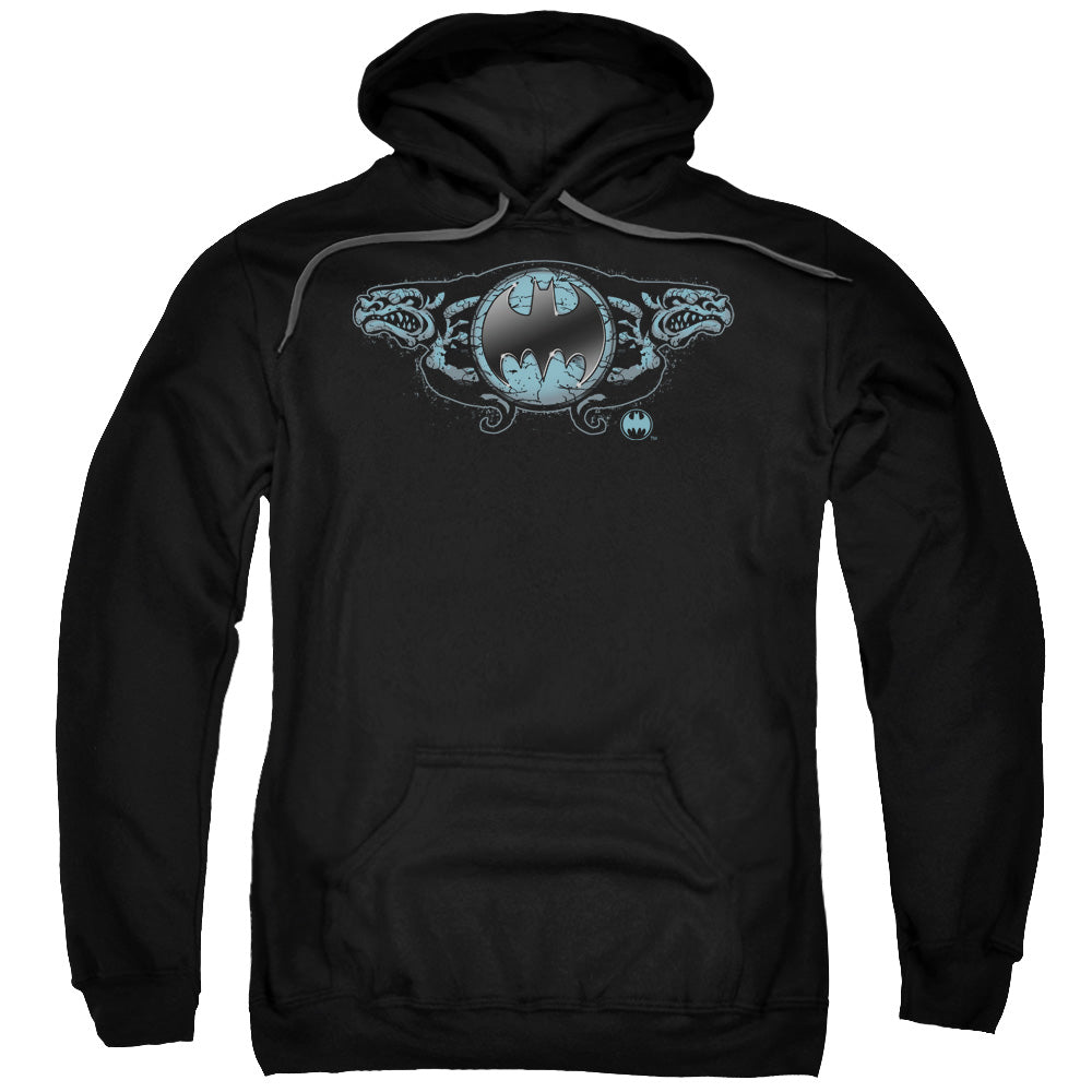 Batman Two Gargoyles Logo Mens Hoodie Black Officially Licensed