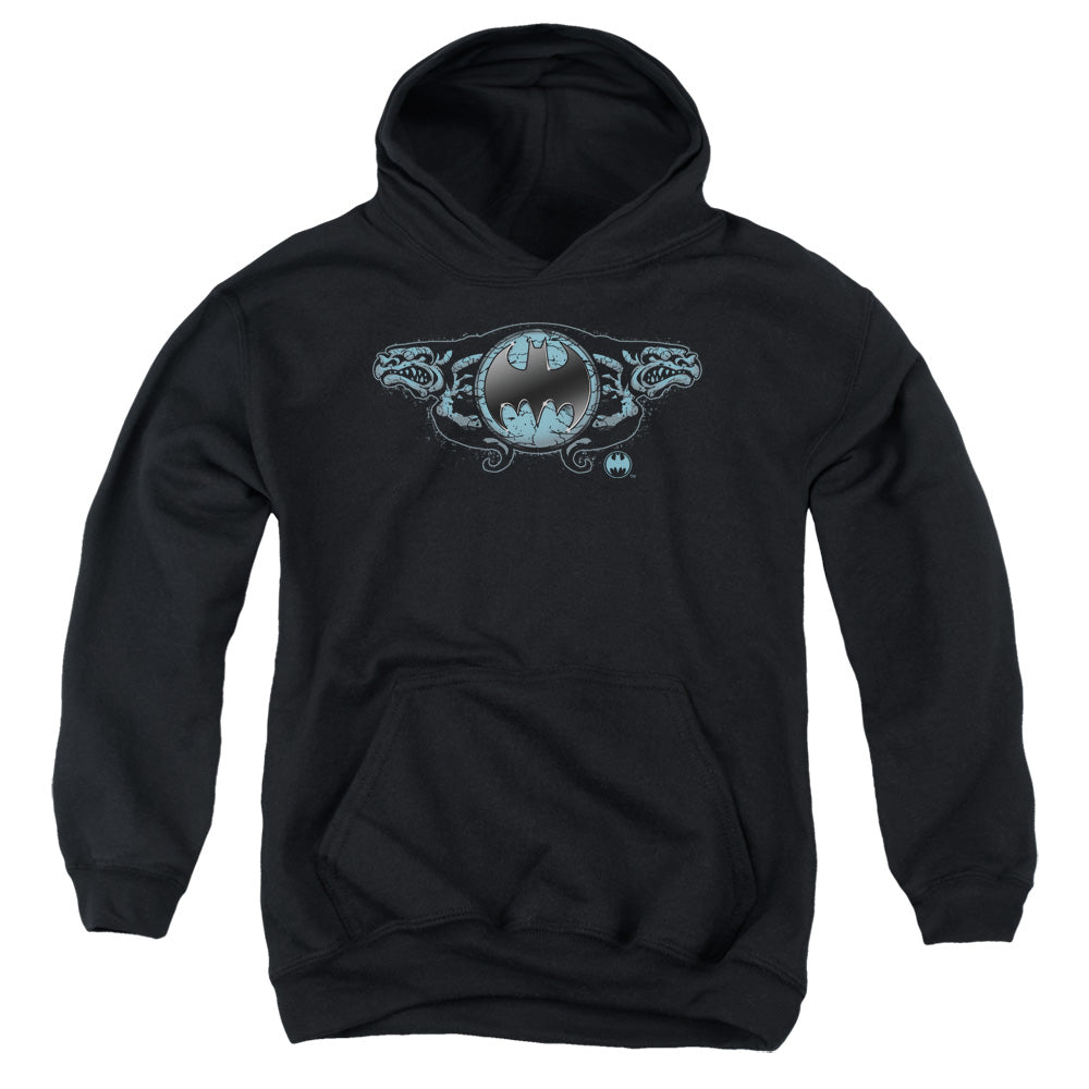 Batman Two Gargoyles Logo Kids Youth Hoodie Black Officially Licensed