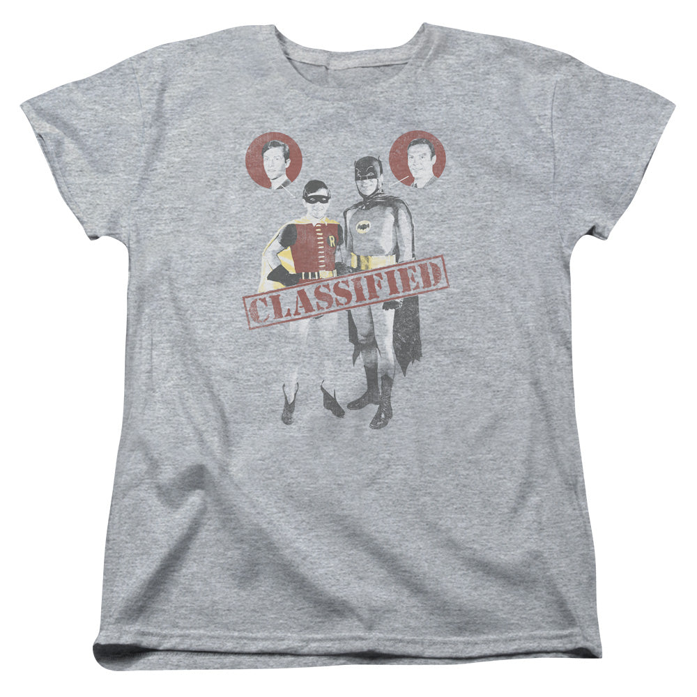 Batman Classic Tv Classified Womens T Shirt Athletic Heather Officially Licensed