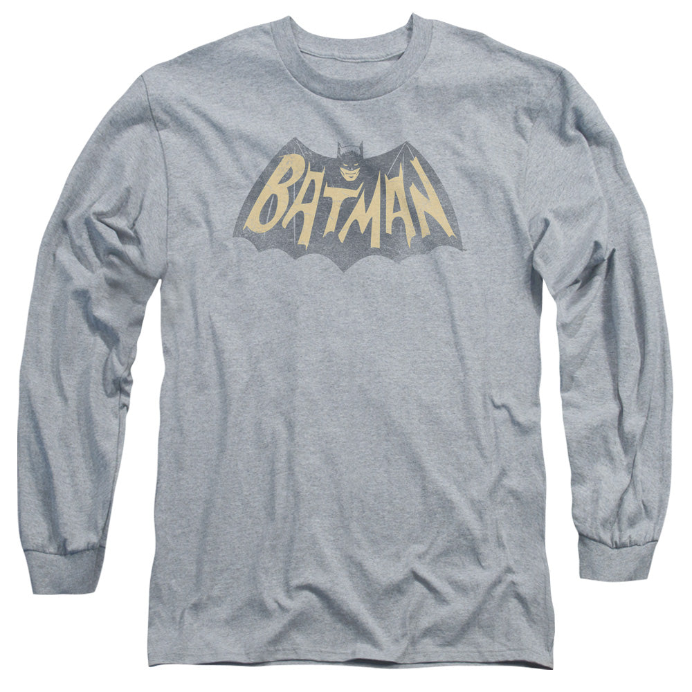Batman Classic Tv Show Logo Mens Long Sleeve Shirt Athletic Heather Officially Licensed