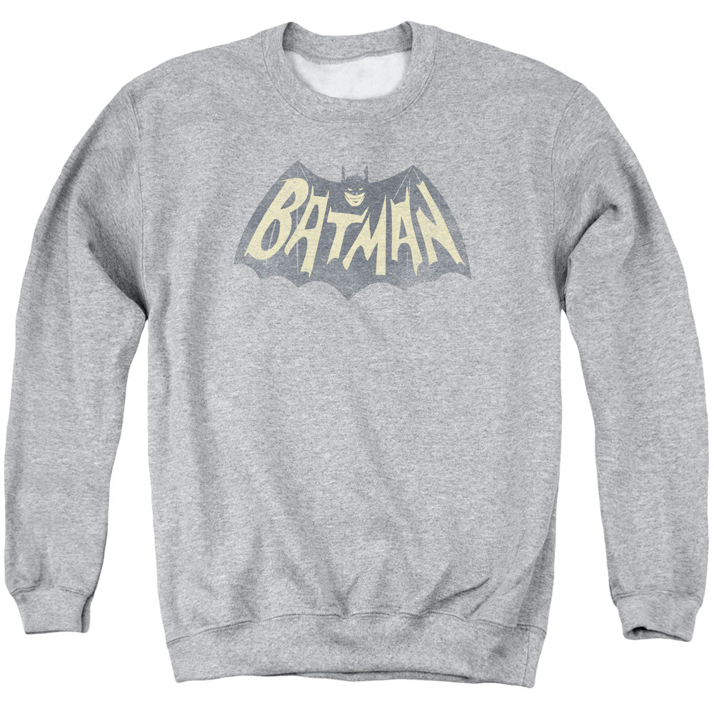 Batman Classic Tv Show Logo Mens Crewneck Sweatshirt Athletic Heather Officially Licensed