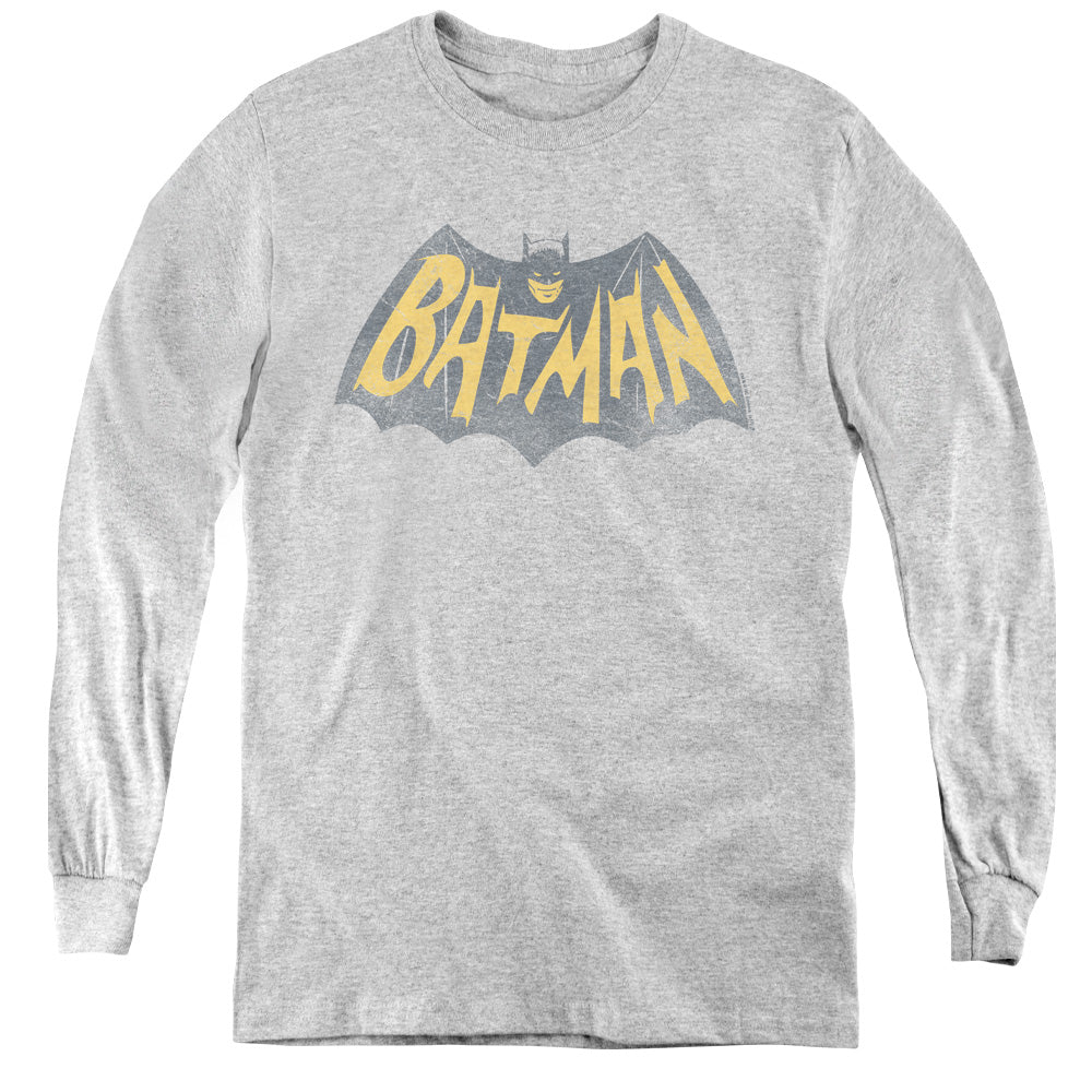 Batman Classic Tv Show Logo Long Sleeve Kids Youth T Shirt Athletic Heather Officially Licensed