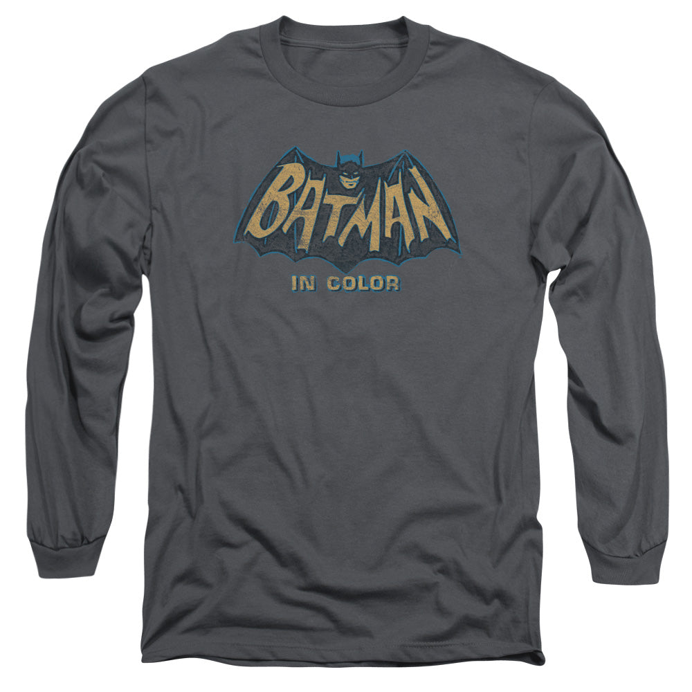 Batman Classic Tv In Color Mens Long Sleeve Shirt Charcoal Officially Licensed
