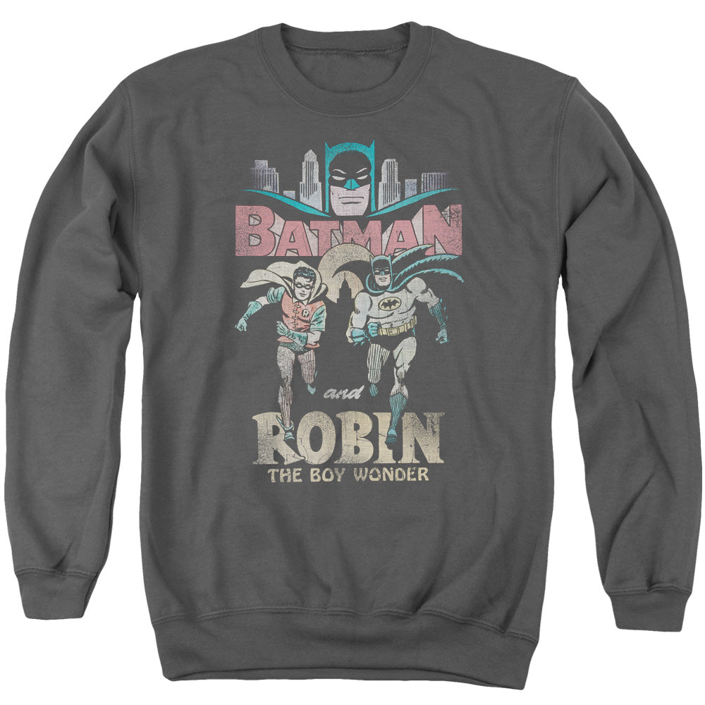 Batman Classic Tv Classic Duo Mens Crewneck Sweatshirt Charcoal Officially Licensed