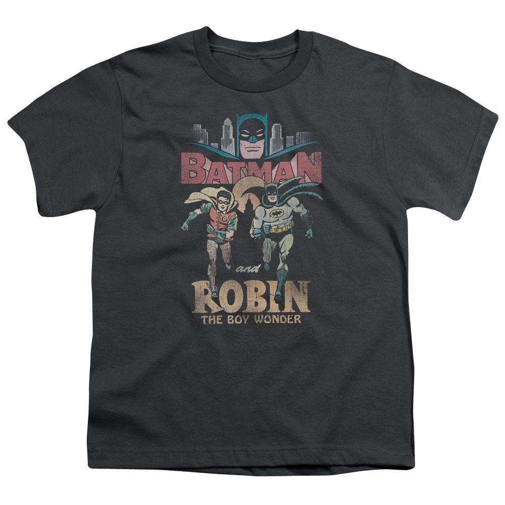 Batman Classic Tv Classic Duo Kids Youth T Shirt Charcoal Officially Licensed