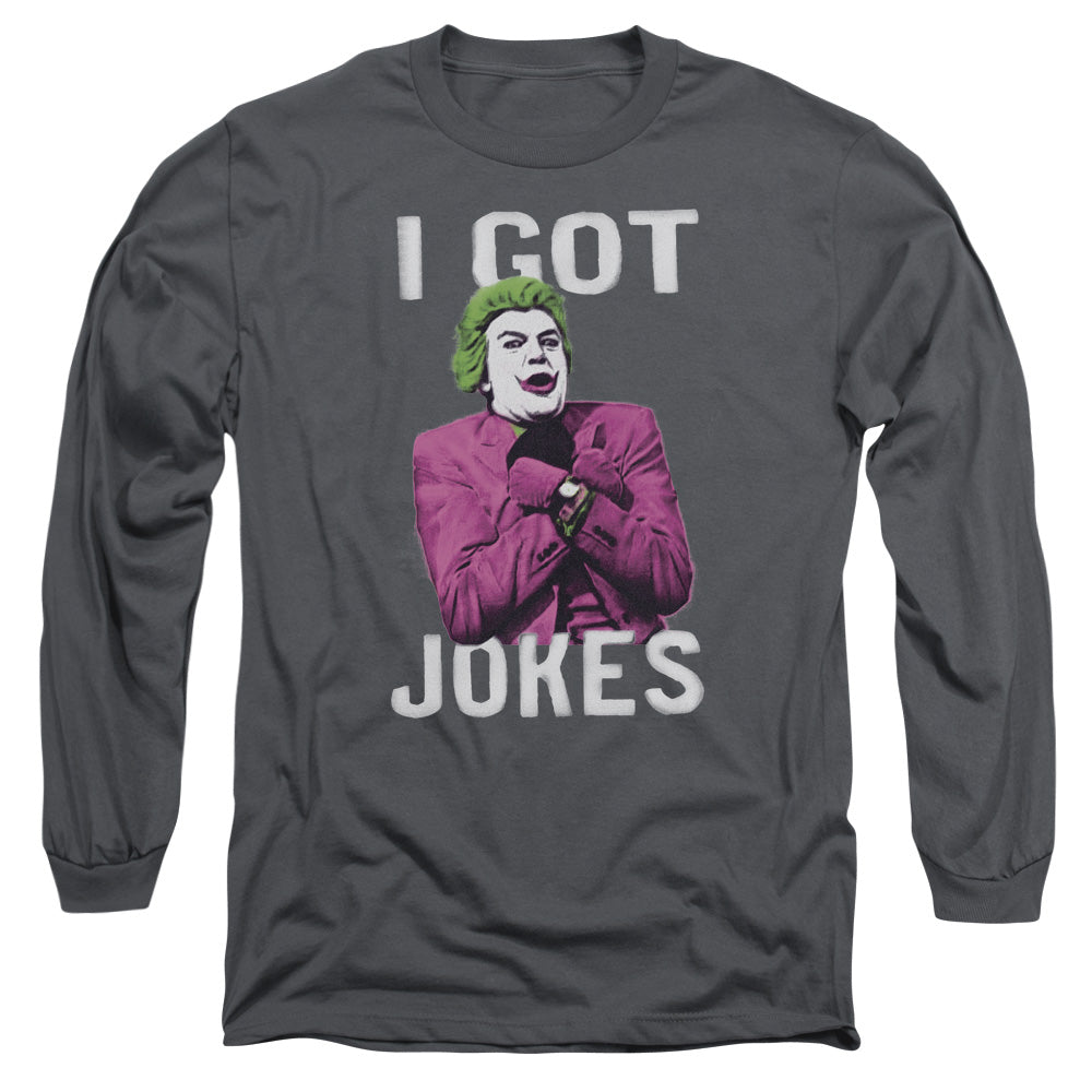 Batman Classic Tv Got Jokes Mens Long Sleeve Shirt Charcoal Officially Licensed