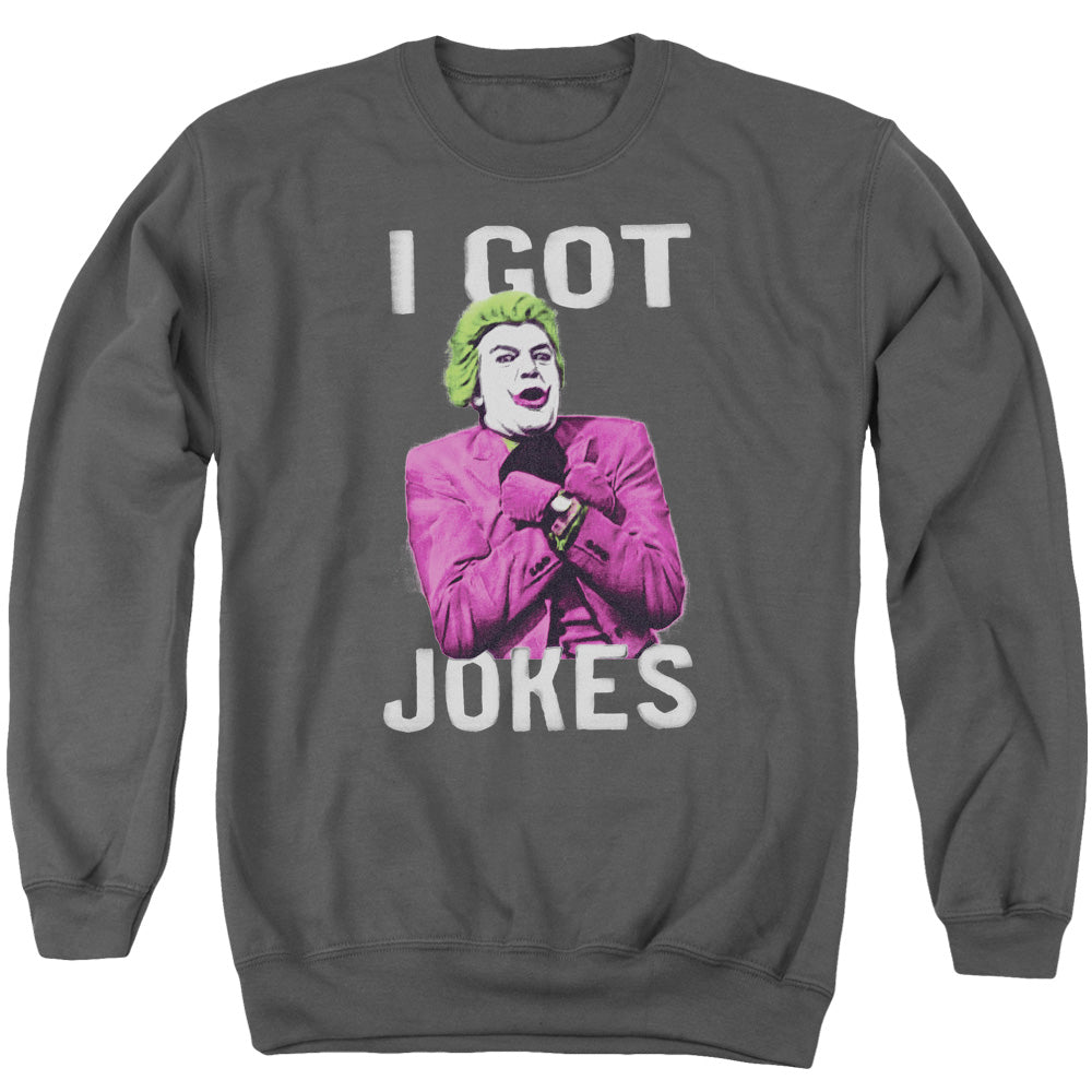 Batman Classic Tv Got Jokes Mens Crewneck Sweatshirt Charcoal Officially Licensed