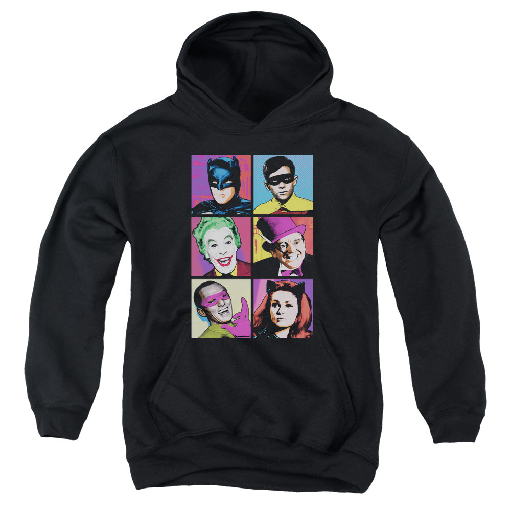 Batman Classic Tv Pop Cast Kids Youth Hoodie Black Officially Licensed