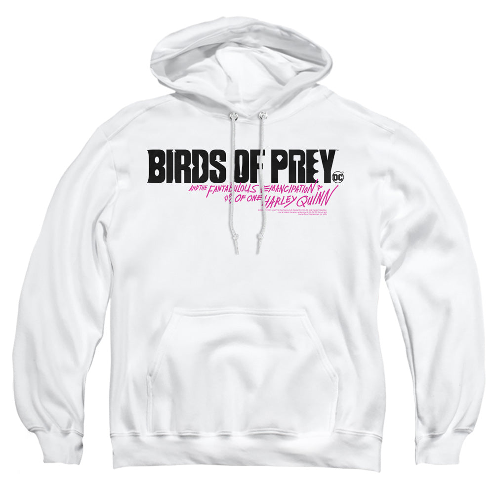 Birds Of Prey Horizontal Logo Mens Hoodie White Officially Licensed