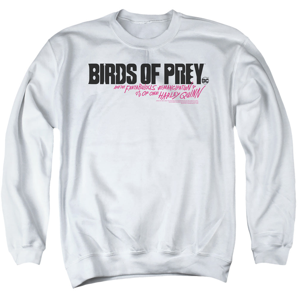 Birds Of Prey Horizontal Logo Mens Crewneck Sweatshirt White Officially Licensed