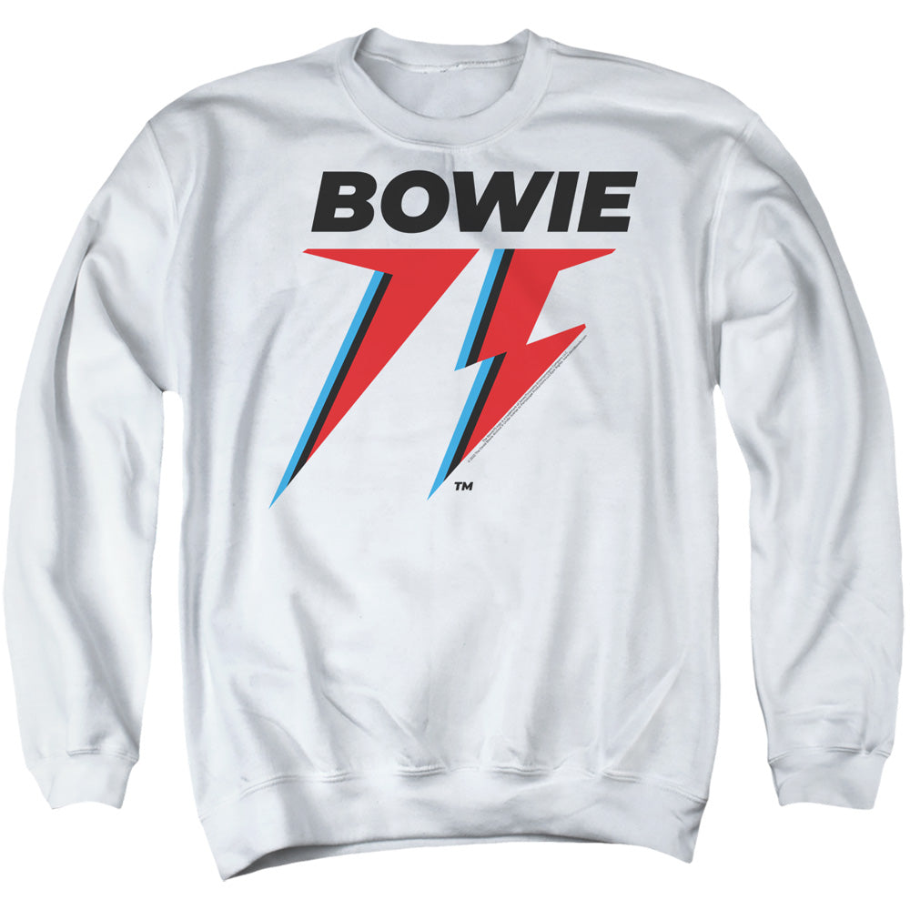 David Bowie Bowie 75 Logo Mens Crewneck Sweatshirt White Officially Licensed