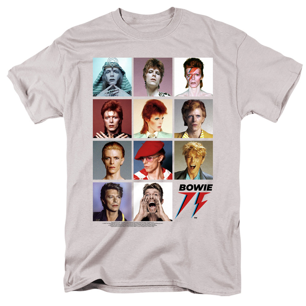 David Bowie Bowie Through The Ages Mens T Shirt Silver Officially Licensed