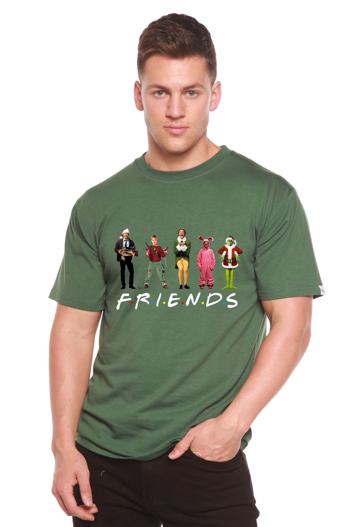 Funny Christmas Movies Printed Men's Bamboo T-Shirt