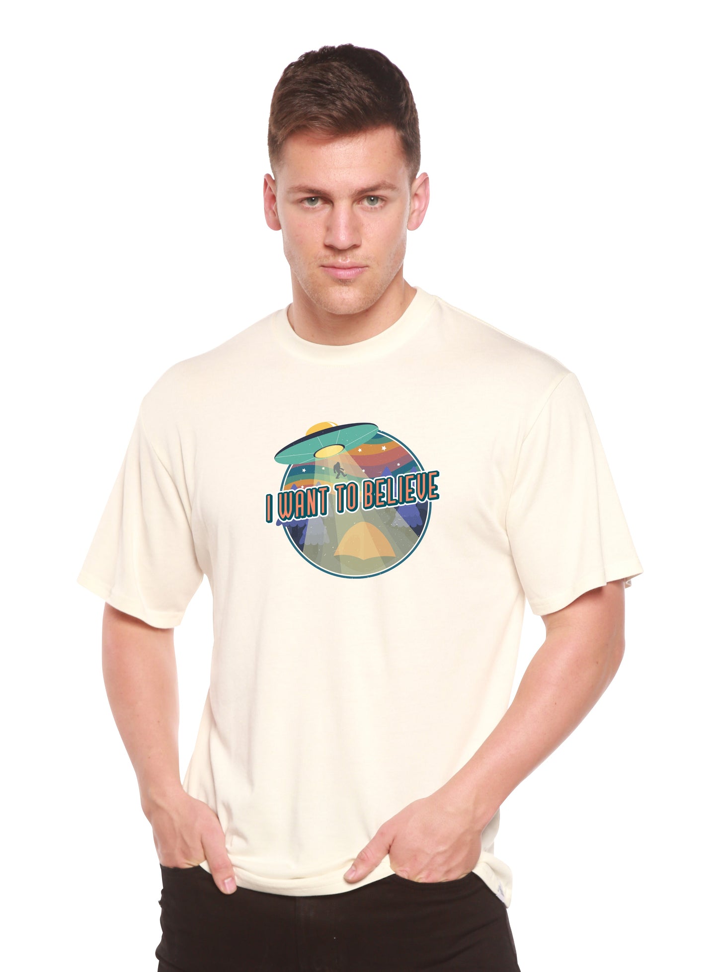 I Want to Believe Men's Bamboo Short Sleeve Printed T-Shirt