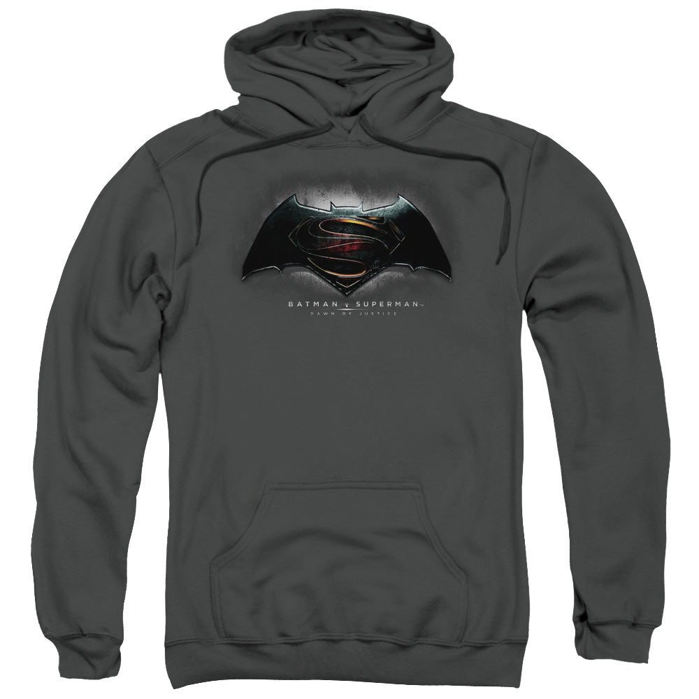 Batman V Superman Logo Mens Hoodie Charcoal Officially Licensed